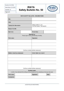 IRATA Safety Bulletin No. 50 1 Confined space hazards